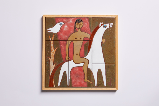 Ceramic Tile Horse With Rider